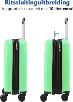 CabinMax Velocity Handbagage Koffer - Uitbreidbaar Trolley 44L - Harde Reiskoffer - 55x40x20/25 Cm - Lichtgewicht - Groot Capaciteit - Mint Groen -Bagage En Reistassen 863x1200 2