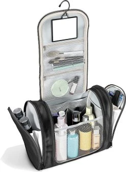 Grote Toilettas Met Spiegel, Haak + Binnenvakken + Zijvakken, Waterbestendig, Trip Vakantie Handbagage Mannen Vrouwen | Travel Organizer Kit