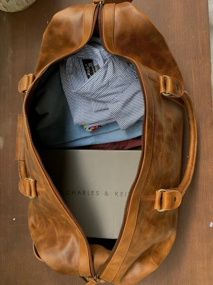 Lederen Tas - Reistas - Kalfsleer Tas - Duffle Bag Leather - Leren Reistas - Luxe Lederen Reistas - Grote Leren Reistas - Cognac Leer Tas - Cognac Kleur - Grote Lederen Reistas - Weekend Tas - Vakantie Tas - Genuine Leather Bag - 4 Lederen Tas - Reistas - Kalfsleer Tas - Duffle Bag Leather - Leren Reistas - Luxe Lederen Reistas - Grote Leren Reistas - Cognac Leer Tas - Cognac Kleur - Grote Lederen Reistas - Weekend Tas - Vakantie Tas - Genuine Leather Bag - - Afbeelding 4