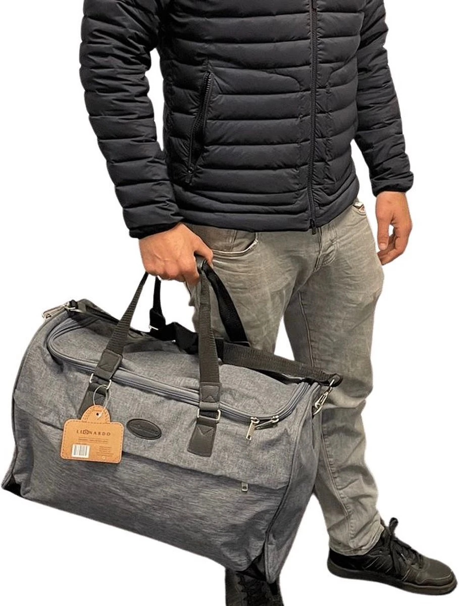 Reistas Deluxe - Weekendtas 48 Liter - Luxe Reistas Grey Leonardo 4 Reistas Deluxe - Weekendtas 48 Liter - Luxe Reistas Grey Leonardo - Afbeelding 4