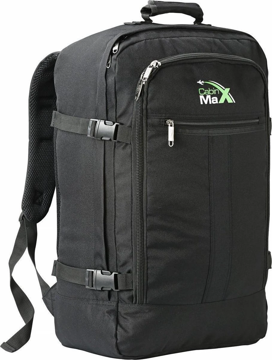 CabinMax Metz Reistas– Handbagage 44L- Rugzak – Schooltas - Backpack 55x40x20cm – Lichtgewicht - Zwart (MZ BK) 1 CabinMax Metz Reistas– Handbagage 44L- Rugzak – Schooltas - Backpack 55x40x20cm – Lichtgewicht - Zwart (MZ BK)