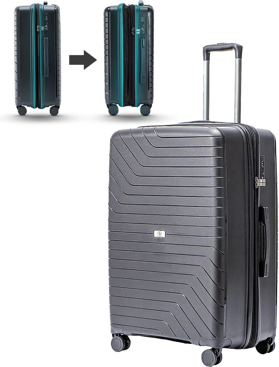 Legage Koffer - Reiskoffer - Trolley - Inclusief Uitzetlaag - Zwart - Maat L - 28 Inch 1 Legage Koffer - Reiskoffer - Trolley - Inclusief Uitzetlaag - Zwart - Maat L - 28 Inch