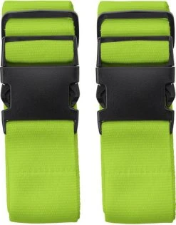 Merkloos 2x Stuks Cadebo Kofferriemen 180cm - Verstelbaar - Geschikt Voor Iedere Koffer - Lime - Gratis Verzonden