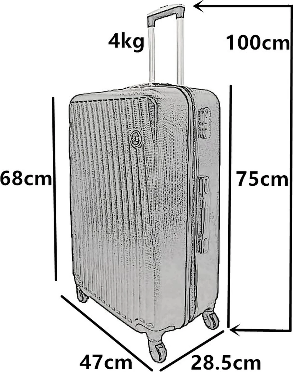 SB Travelbags Bagage Koffer 75cm 4 Wielen Trolley - Champagne 5 SB Travelbags Bagage Koffer 75cm 4 Wielen Trolley - Champagne - Afbeelding 5