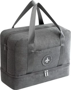 Merkloos Handbagage Reistas – Waterdicht Vak – Vak Voor Schoenen – Vak Voor Overige Spullen – Grijs