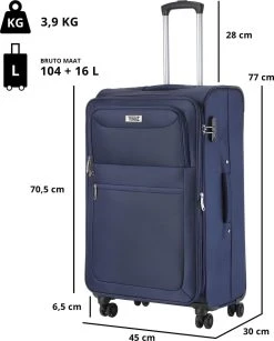 Travelz Softspinner TSA Reiskoffer 77cm - Zachte Reiskoffer Met Expander 104 + 16 Ltr - Blauw -Bagage En Reistassen 965x1200 1