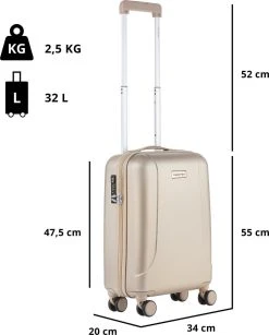 CarryOn Skyhopper Handbagage En Beautycase - 55cm TSA Trolley En Make-up Koffer - Champagne -Bagage En Reistassen 966x1200 1