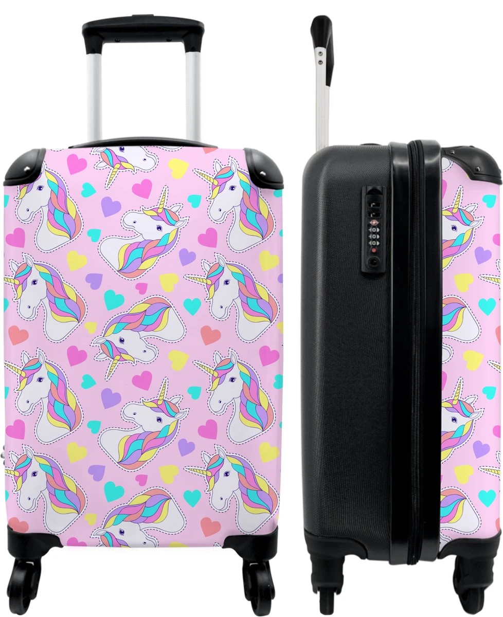 NoBoringSuitcases.com® Koffer - Eenhoorn - Meisje - Patroon - Hartje - Past Binnen 55x40x20 Cm En 55x35x25 Cm - Handbagage - Trolley - Fotokoffer - Cabin Size - Print 1 NoBoringSuitcases.com® Koffer - Eenhoorn - Meisje - Patroon - Hartje - Past Binnen 55x40x20 Cm En 55x35x25 Cm - Handbagage - Trolley - Fotokoffer - Cabin Size - Print