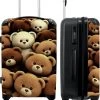 NoBoringSuitcases.com® Koffer Groot - Teddybeer - Knuffel - Bruin - Beer - Trolley Koffer Met TSA-slot - Met Wielen - 90 Liter - Reiskoffer - 66 Cm